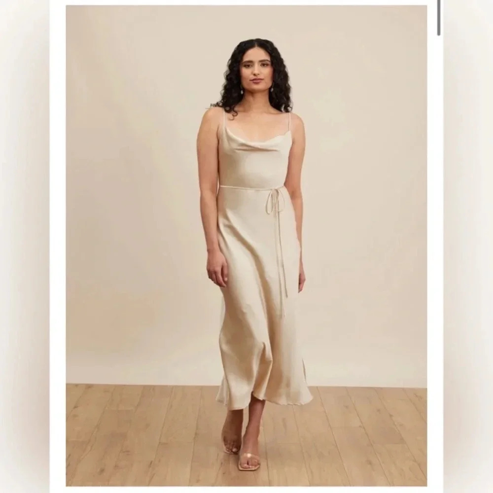 Park & Fifth satin slip midi dress. Color is  champagne, size extra large. - Picture 4 of 16